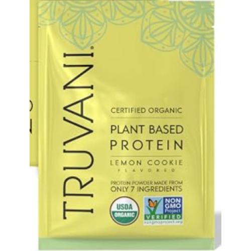 Truvani certified organic plant based protein, lemon cookie flavor