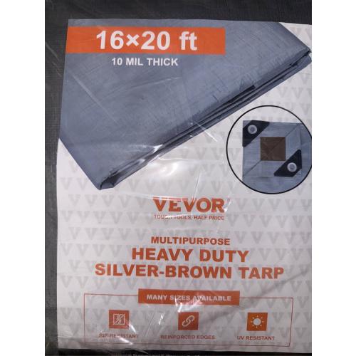 Vevor - multiporpouse Heavy Duty Silver-Brown Tarp 16x20Ft