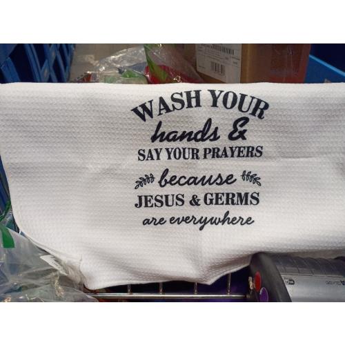 Funny Towels 16x24 - Wash Hands, Say Prayer, Decorative for Bathroom