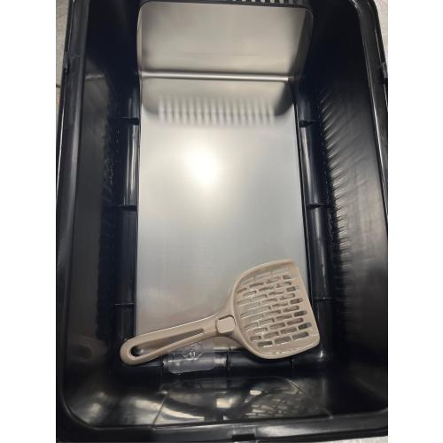 Stainless Steel Cat Litter Box with Lid,XL,19.7” L x 13.8” W x 11.8”H Deep,Large Metal Litter Box with High Side,for Small and Large Cats,Anti-Leakage Non-Sticky Easy Cleaning Include Litter Scoop