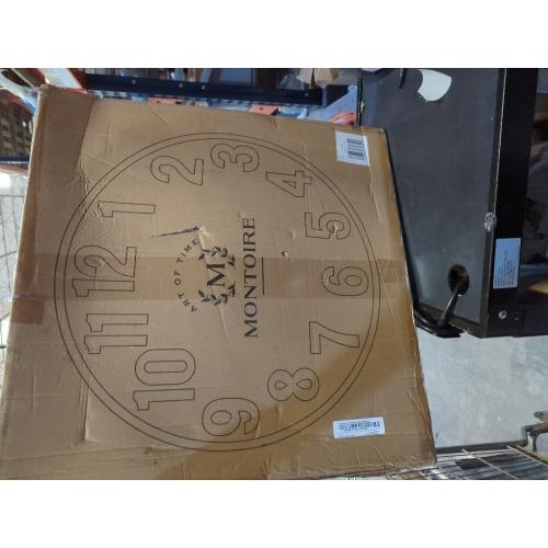 UNTESTED Montoire 24 Inch Wooden Farmhouse Wall Clock Large, Extra Large for Living Room Decor - Big Oversized Rustic Round Decorative Clocks for Walls, Battery Operated