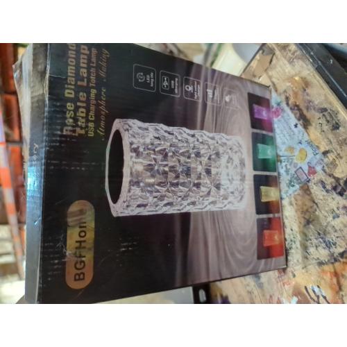 Portable Crystal Table Lamp, 16-Color Touch Control Rechargeable Night Light, Bedside Desk Lamp for Bedroom, Living Room, Kitchen & Dining Room (16-Color Rose)