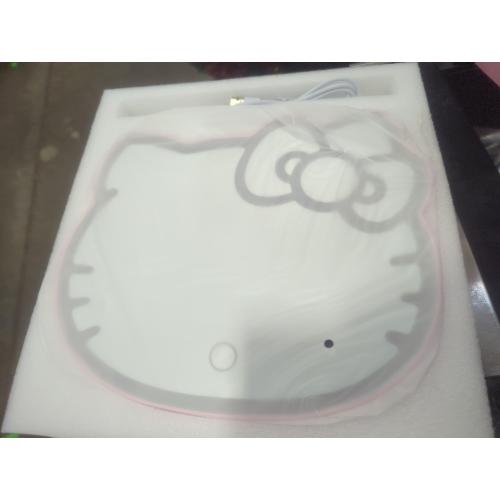 Impressions Vanity Supercute Hello Kitty Tabletop Desk Mirror with Lights and Touch Sensor Switch, Adjustable Tri Tone LED Lighted Makeup Mirror with Hidden Extendable Tray and Phone Holder