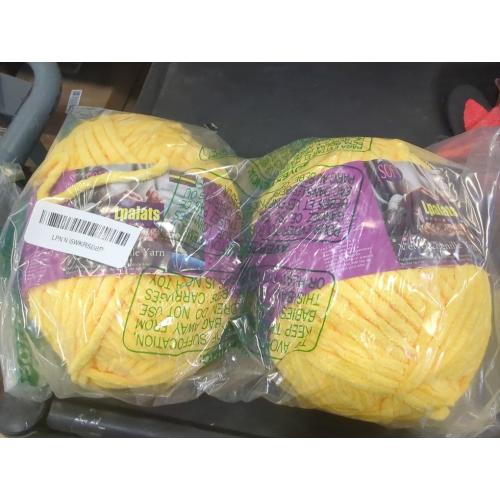 Set of 2 Color yellow Chunky Chenille Yarn for Crocheting - 2x200g Baby Blanket Yarn for Crocheting Soft - 350 Yards Fluffy Thick Plush Yarns for Knitting Blankets Amigurumi (2, Yellow)