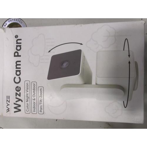 White Wyze Pan v3 Wired Indoor/Outdoor 1080P HD Home Security Camera with Privacy Mode