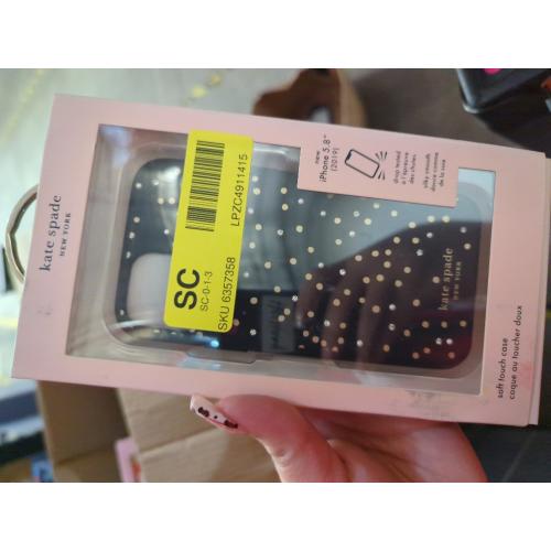kate spade new york Protective Hardshell Case (1-PC Comold) for iPhone 11 Pro, Soft Touch Disco Dots Black/Gold/Crystal Gems/Pearls