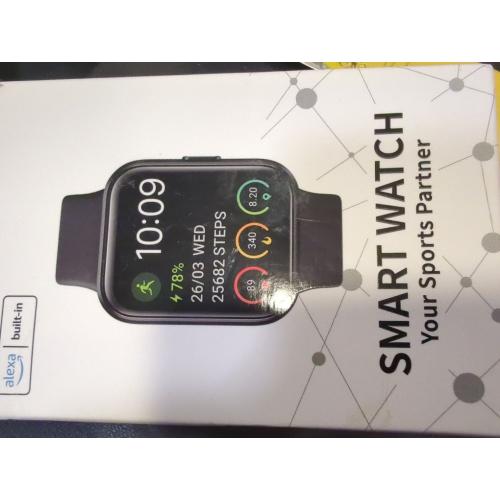 Black Padmate C21 Smart Watch(Answer/Make Calls/Email) for Men Women, Alexa Built-in, 60  Sport Modes, Waterproof 1.69' Touch Screen Fitness Tracker, Sleep Heart Rate Monitor for Android & iPhone Smartwatch