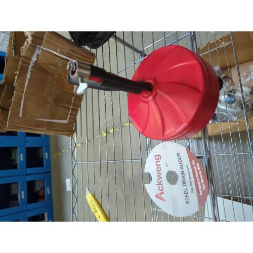 Drain Snake 50 Ft, Plumbing Snake for Sink with Drill Attachment, Snake Drain Clog Remover for Shower Drain, Kitchen, and Sink, Manual or Powered Use, Comes with Gloves and Storage Bag, 1/4 Inch, Red