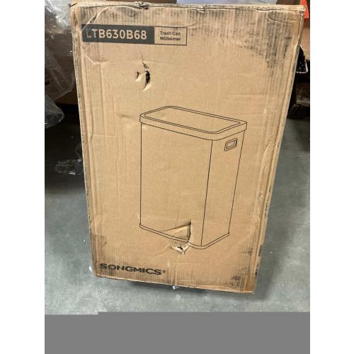 SONGMICS Motion Sensor Trash Can, Gallon Automatic Kitchen Garbage Can with Stay-Open Lid, Soft Close, Stainless Steel, 15 Trash Bags Included, Ink Black ULTB630B68