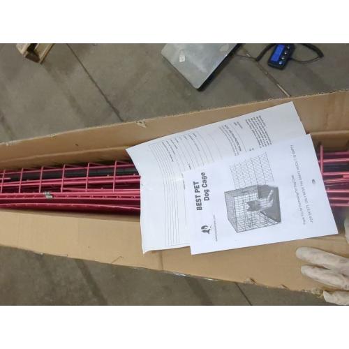 FDW Dog Crate for Large Dogs 48 Inch Folding Metal WirePet Cage Double Door W/Divider Panel Indoor Outdoor Kennel Leak-Proof Plastic Tray,Pink