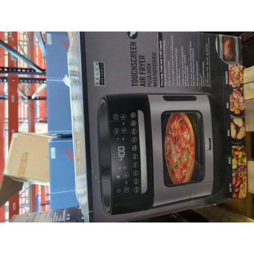 Black and Silver 12.6-qt. Touchscreen Bella PRO Air Fryer Pizza Oven with Rotisserie in Stainless Steel
