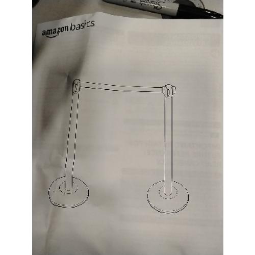 Amazon Basics Premium Crowd Control Stanchions with Easy Assembly, 6.5 foot Sturdy Retractable Belts, Black, Pack of 2