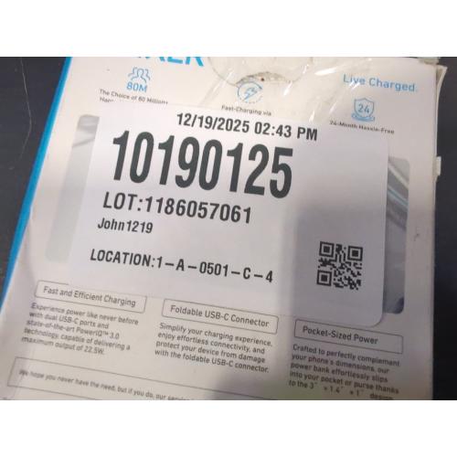 Anker - Nano Power Bank with Built-in Foldable USB-C Connector - Black