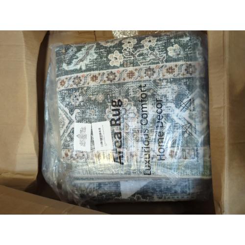 Green 6x9 Area Rugs for Bedroom,Non-Slip Backing 6×9 Washable Rugs,Vintage Stain Resistant Home Decor Rug for Living Room,Dining Room Bathroom,Green