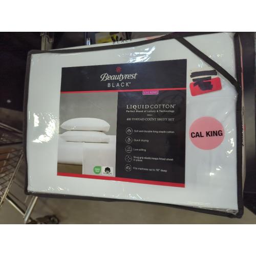 Beautyrest White Cal King Liquid Cotton 400 Thread Count Sheet Set