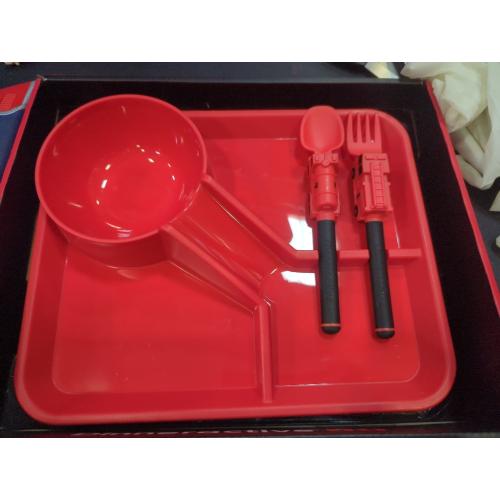 Dinneractive Dining Set for Kids - 3PC Red Race Car Dinnerware - Race Car Utensils - Toddler Plates - Baby Dishes