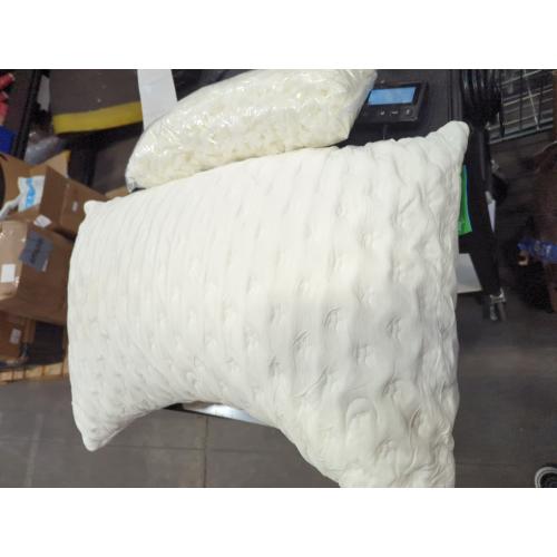 Cooling Side Sleeper Pillow for Neck and Shoulder Pain, Luxury Shredded Memory Foam Curved Bed Pillows for Sleeping Set of 1- Adjustable Queen Size- Washable Cover Crescent White