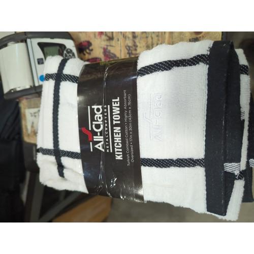 All-Clad Checked Kitchen Towel: Highly Absorbent, Super Soft Long Lasting - 100% Cotton, 17x30 Tea Towel for Cleaning & Drying Dishes, Pans, Glassware, or Countertops, (2-Pack), Black