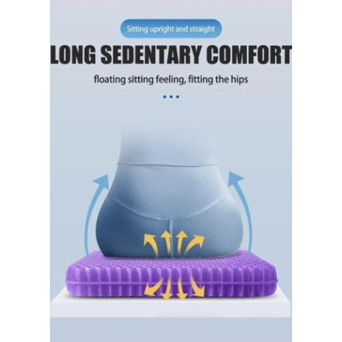 Yimiyaa Double Thick Gel Seat Cushion - Pressure Relief & Breathable  | for Office Chair, Wheelchair, Car; Honeycomb Design; Non-Slip Cover; Long Sitting Support
