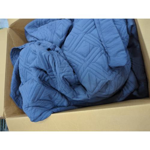 Set Queen Size Navy Blue, Classic Geometric Diamond Stitched Pattern, Ultra Soft  2 Pillow Shams