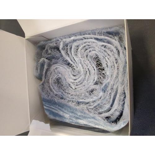 Dusty Blue Velvet Ribbon 3 inch Blue Frayed Velvet Ribbon Crinkle Blue Silk Velvet for Wreaths, Christmas Tree Decoration, Flower Bouquet, Gift Wrapping, Bows, Wedding -3 Yards