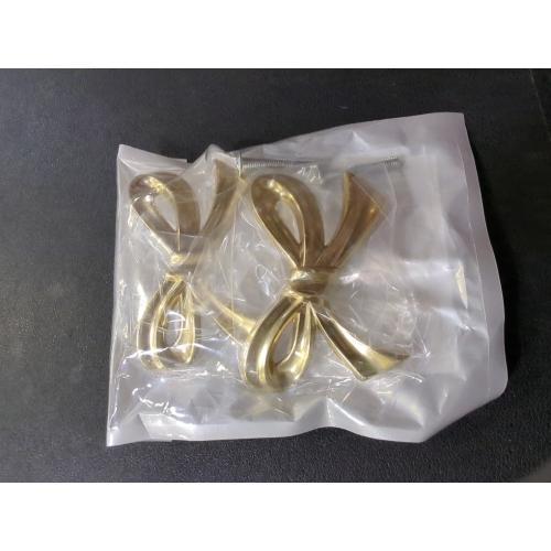 2 Pcs Gold Drawer Pulls Decorative Brass Bow Shape Cabinets Handle Vintage Dresser Knobs, Cabinet Hardware Cupboard Dresser Wardrobe and Drawer Pulls (2PCS)