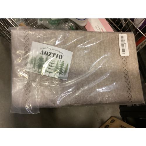 MIULEE Beige Thick Polyester Linen Rectangle Tablecloth Decorative Cutouts Waterproof Stain and Wrinkle Resistant Table Cloth Burlap Farmhouse Table Cover for Dining Party Wedding, 55 x 84 inch