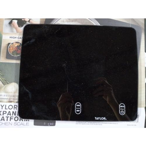 Taylor Expanded Platform Digital Kitchen Scale, Waterproof, 30 lb Capacity, Black