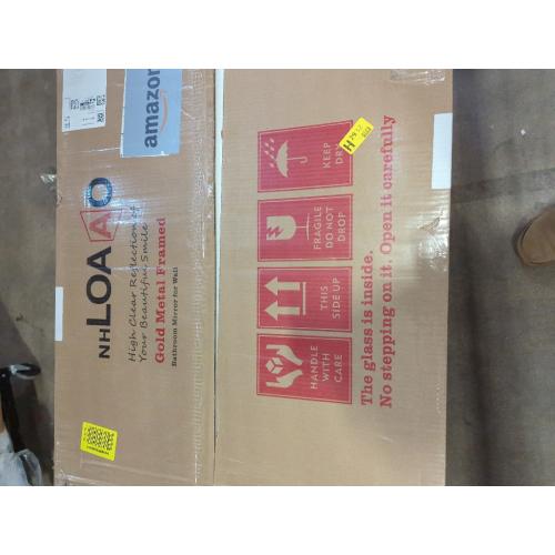 LOAAO 24”X32” Gold Bathroom Mirror, Rounded Rectangle Gold Frame Mirror, Brushed Gold Bathroom Vanity Mirror Wall-Mounted, Anti-Rust, Hangs Horizontally or Vertically