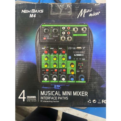 DJ Audio Mixer, DJ Mixers 4 Channel Sound Board with Bluetooth, NEW BAXS Sound Mixer Board XLR/1/4 Interface, USB/MP3 Computer Input 48V Phantom Power Stereo DJ Studio Streaming KTV Stage