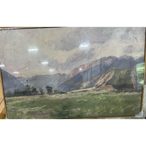InSimSea Framed Canvas Wall Art Vintage Decor, Prairie Mountain Landscape Paintings, Large Prints, Farmhouse Decor, Natural Scenery Hanging Wall Decorations for Living Room Bedroom, 24x36