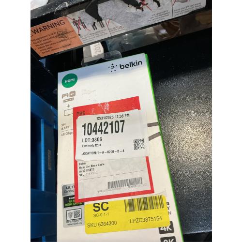 Belkin HDMI Audio/Video Cable - 6.56 ft HDMI A/V Cable for Apple TV, Audio/Video Device, TV, A/V Receiver, Notebook - First End: 1 x HDMI (Type A) Male Digital Audio/Video - Second End: 1 x HDMI (Type