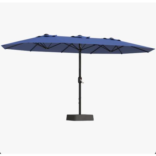 15FT Double-Sided Rectangle Patio Umbrella with Base Navy