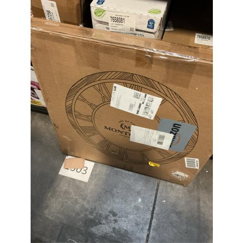 Montoire 24 Inch Wooden Farmhouse Wall Clock, Extra Large for Living Room Decor - Big Rustic Wood Large Round Wall Clock 24 Inches or Larger, Battery Operated with Decorative Roman Numerals