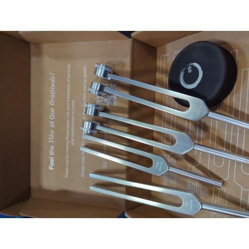 Resonance Tuning Forks Set Fit for C128Hz OM136.1Hz C256Hz 384H, for Stress Reliever Yoga Me for Stress Reliever Yoga Meditation and Relaxation, with Hockey Puck Activator