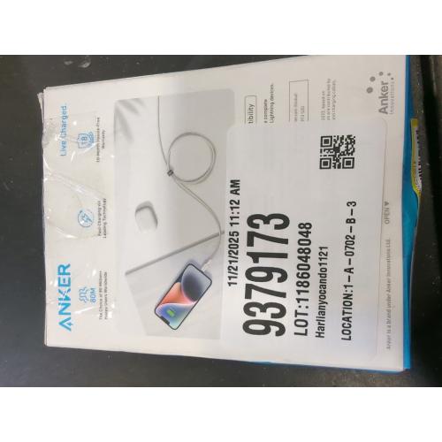 Anker 10' Braided Lightning to USB-C Fast Charging Cable - White