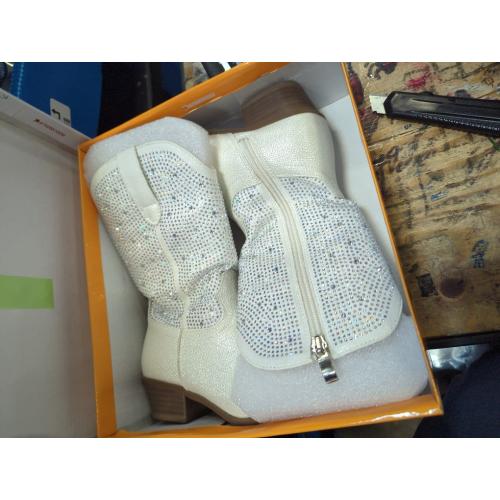 Motasha.....Size 12 ...Sparkly Girls Cowgirl Cowboy Boots Little Kids Dress Boot Pointed Toes Low Heel Mid Calf Zipper Party Birthday Toddler to Big Kid