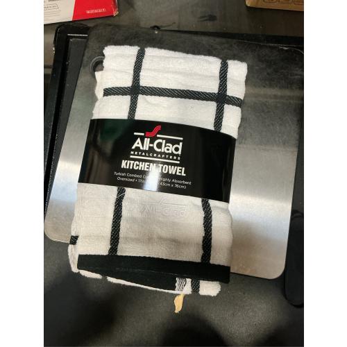 3 Packs All-Clad Checked Cotton Kitchen Towel, Almond