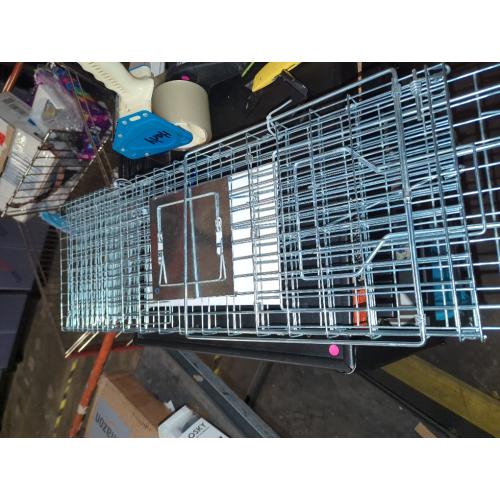 Live Feral Cat Trap Cage with Cover, Heavy Duty Folding Animal Traps Cage for Stray Cats, Humane Cat Trap for Raccoon, Squirrel, Skunk, Catch and Release - (32 x 10 x 12 inches)