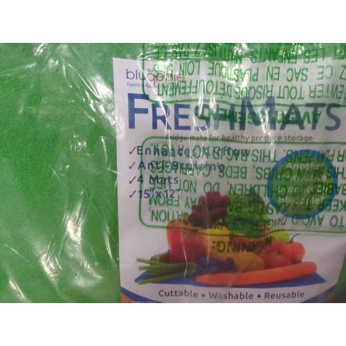 Set of 4 Size 12x15 Color Green Bluapple FreshMats - Refrigerator Bin Liners, Fridge Drawer Mats - Keeps Produce Fresh Longer, Prevents Bruising, Promotes Air Circulation - BPA-Free Polyurethane Foam - (4-Piece Set, 12x15, Green)