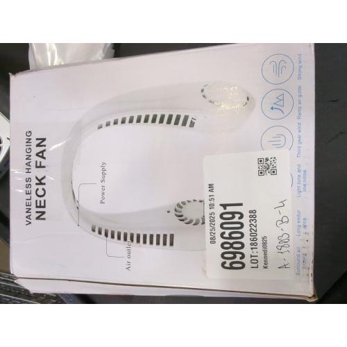 Navy Blue Portable Bladeless Hanging Neck Fans with Screen Display and 5 Speeds Levels, USB Rechargeable, 360° Cooling Wearable Personal Fan for Work Travel Sport Outdoor (Blue)