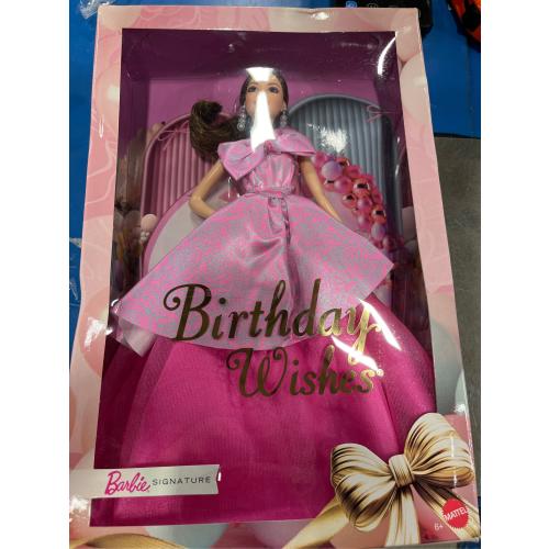 Barbie Signature Birthday Wishes Doll, Collectible Fashion Doll in Satiny, Pink Dress with Wavy Brown Hair and Giftable Packaging