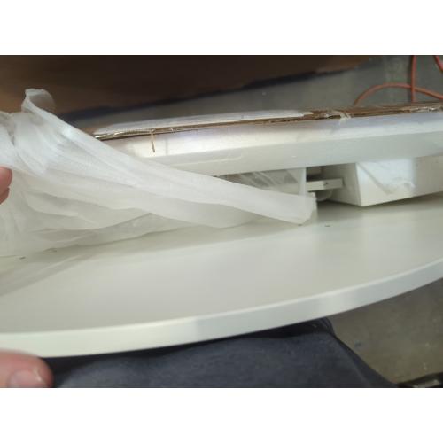 Size Large Color White round table with black flower print on top