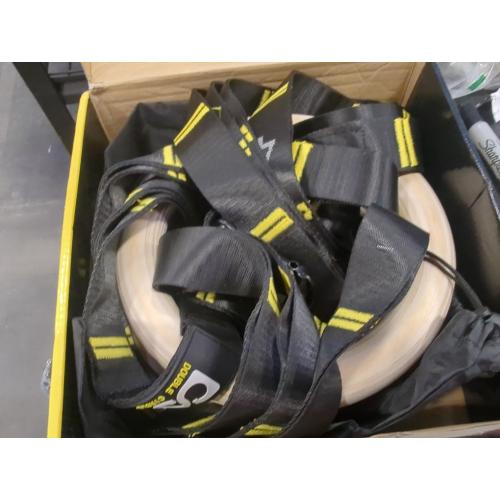 Size 1.25 Double Circle Wood Gymnastics Rings with Quick Adjust Numbered Straps and Exercise Videos Guide - Full Body Workout Rings, Calisthenics, Home Gym (Multi-Size)