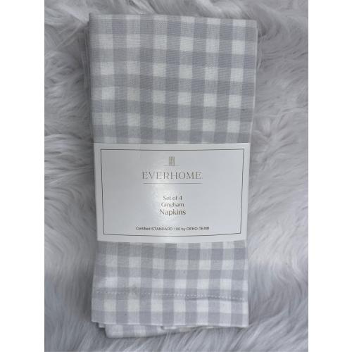 EVERHOME  Set of 4 Gingham Linen Napkins