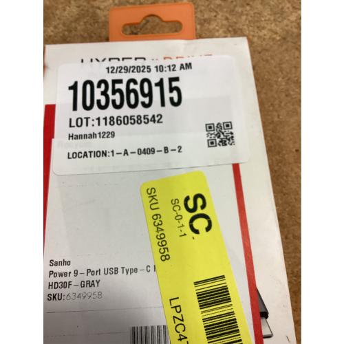 Targus Sanho HyperDrive Ultimate Docking Station, 2H X 4-3/8W X 5/8D, Space Gray, 00GF36