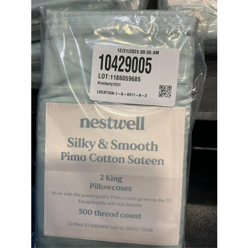 Nestwell 500 Pima Sld K Pillowcase  Starlight Blue