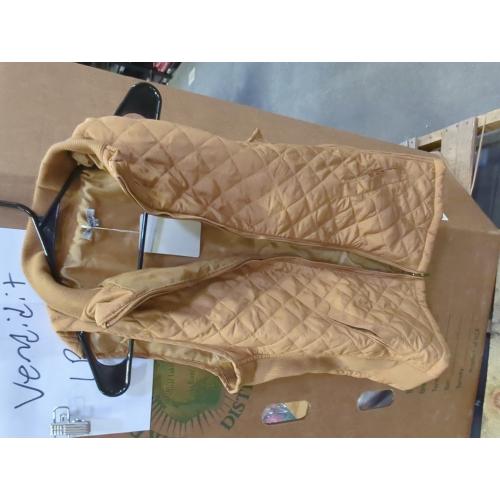 Bienzoe Women Medium Camel Quilted Casual Vest: Lightweight Packable Sleeveless Jacket