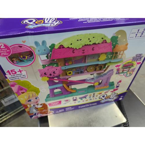 Polly Pocket Doll House with 2 Micro Dolls, Toy Car, Doll Furniture & 4 Pets, Expandable Pet Adventure House