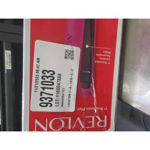 REVLON Ceramic Tourmaline 1 Flat Iron - Hair Straightener Evenly Distributes Heat for Less Damage, 5 Preset Temperatures for All Hair Types
